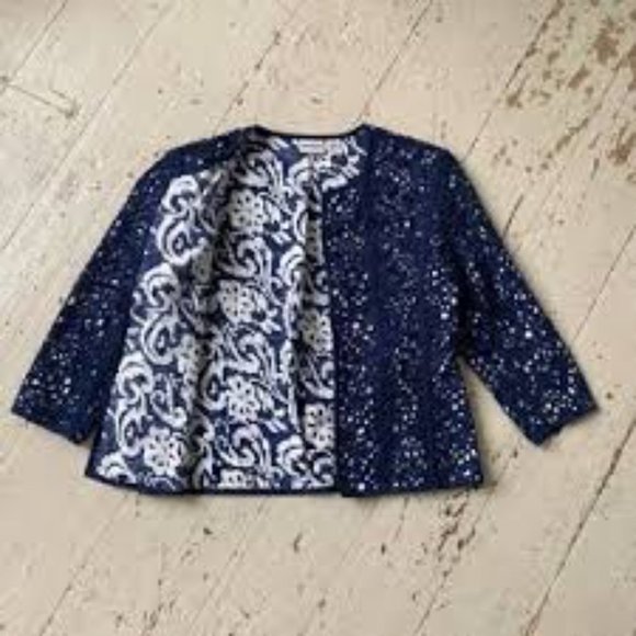 CHICO'S Eyelet Cotton Linen Blend Coat 2 - Picture 10 of 10